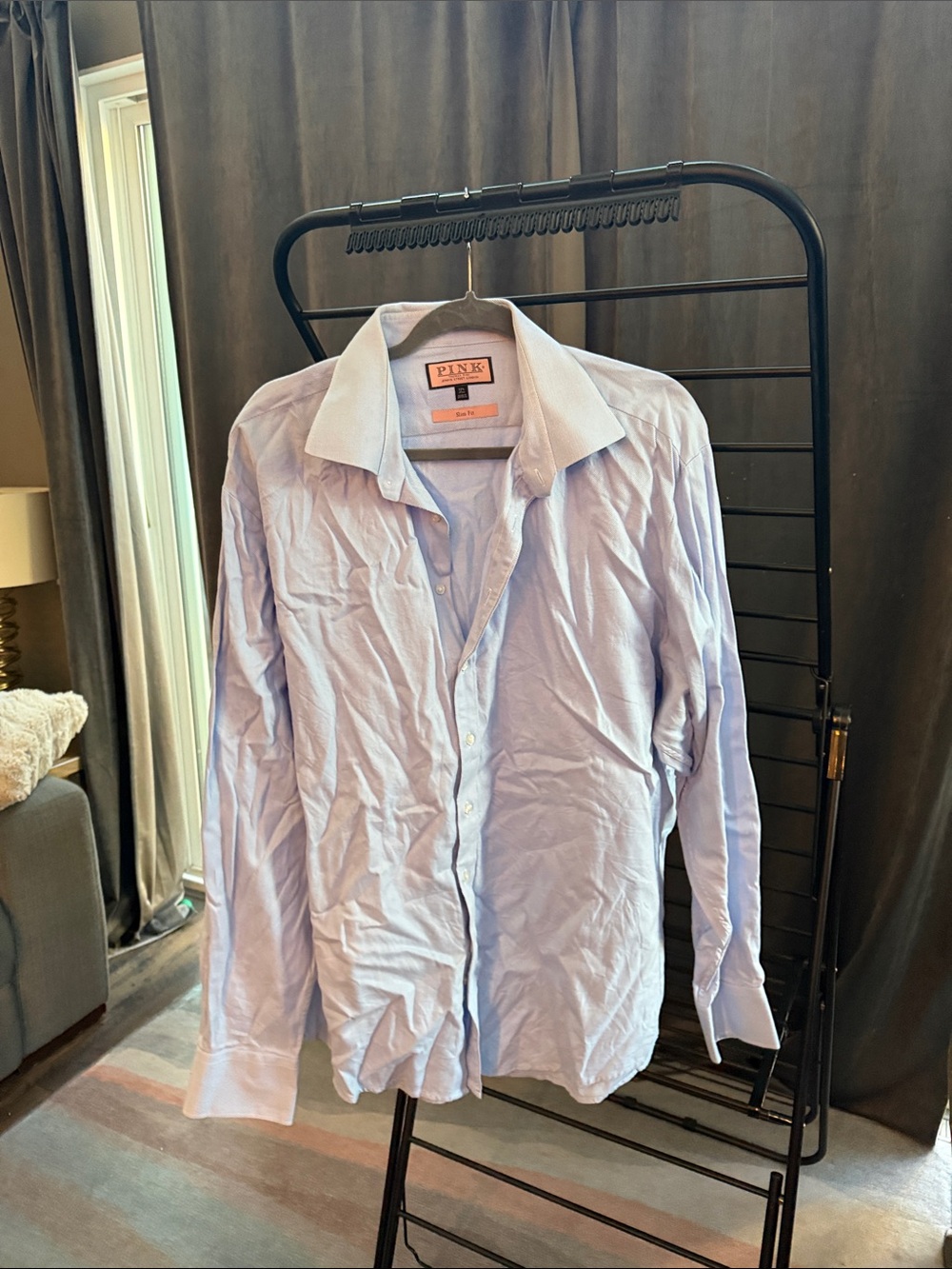 PINK Light Blue Button-Up Dress Shirt